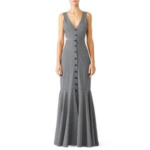 Marissa Webb Gingham Gown Maxi Dress with cut out detail